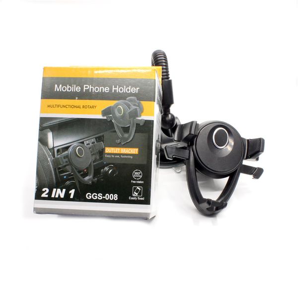 

Cell Phone Holder 2 in 1 Mini Windshield Car Mounts Bracket 360 Degree Rotation Air Vent Sunction Cup Kickstand Clamps Stands For Smartphone