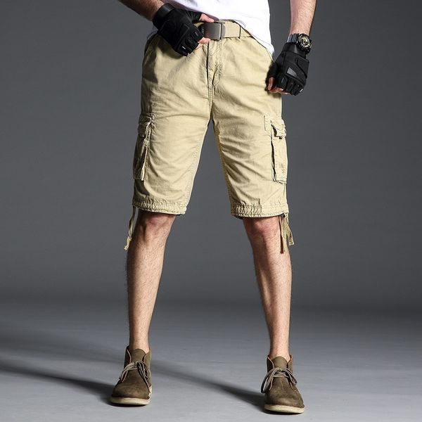 

men 2019 new cargo shorts summer fashion solid short pants camouflage pockets cargo shorts men brand clothing 29-40, White;black