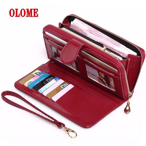 

baellerry yellow wallet women leather wallet multifunction female purse long big capacity card holders purse vallet, Red;black