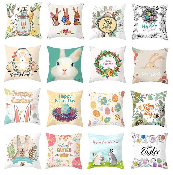 Easter Bunny Rabbit Eggs Hunt Pillowcase 45 45cm Cushion Pillow