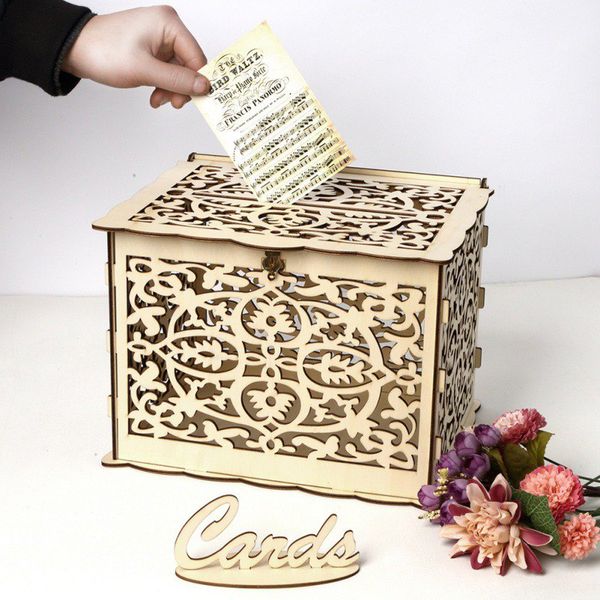 

diy wedding gift card box wooden money box with lock beautiful wedding decoration supplies for birthday party