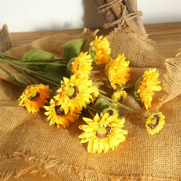 2020 Diy Artificial Yellow Flower Sunflower Wedding Bouquet Home