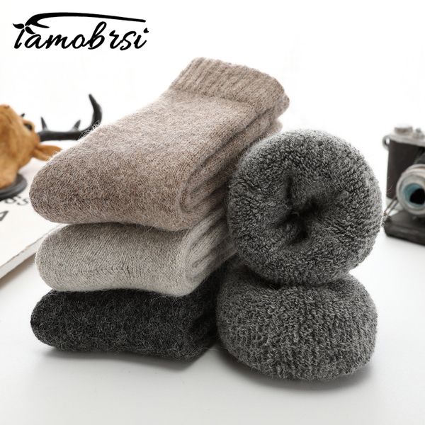 

super thicker solid socks merino wool socks against cold snow russia winter warm funny happy male men, Black
