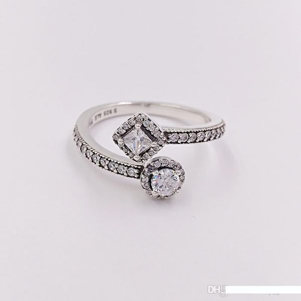 

authentic 925 sterling silver rings abstract elegance, clear cz fits european pandora style jewelry 191031cz