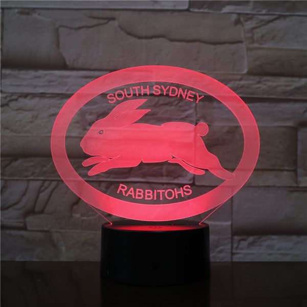 

South Sydney Rabbitohs 3D Оптическая СВЕТОДИОДНАЯ Лампа Иллюзия Свет Панели Украшения Подар