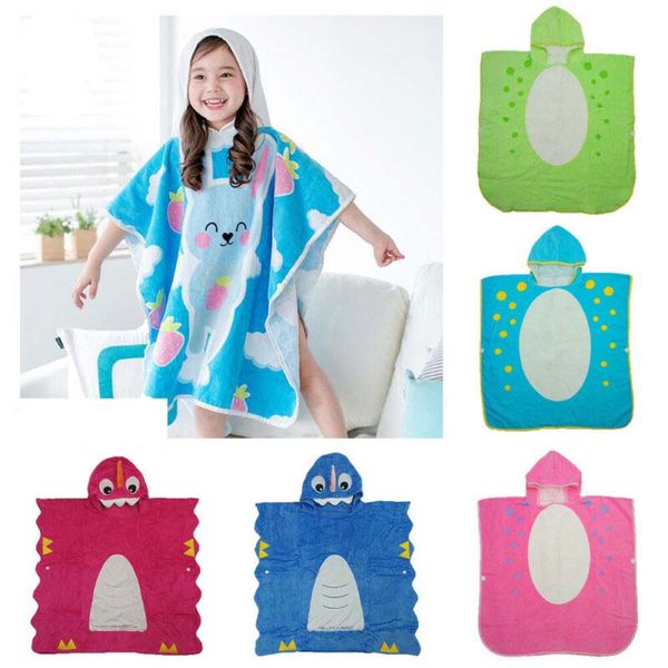 

kids childrens 100% cotton bathrobe terry towelling hooded bath robe gown cute baby cartoon sleepwear, Blue;red