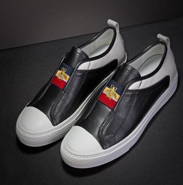 

small white shoes women platform casual shoes couple leather for men large size version cow leather, Black