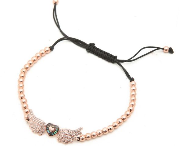 

gold silver micro pave cz cubic zirconia rope adjusted copper beads bracelet eye ghj34 charm braided bangles women, Black