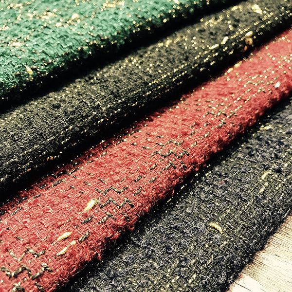 

fabrics of silk cloth stripe small sweet wind worsted tweed high-grade knitting cloth, Black;white