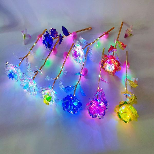 

luminous 33k light string artificial flowers gold foil rose star valentine's day gift home decoration dropshipping