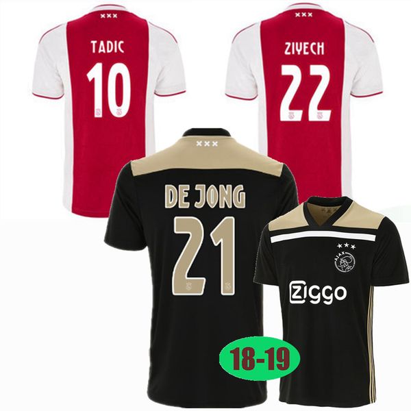 

ретро классический 2018 2019 аякс футбол джерси huntelaar ноурьте de ligt тадич de jong ziyech дома вдали 18/19 футбол рубашки, Black;yellow