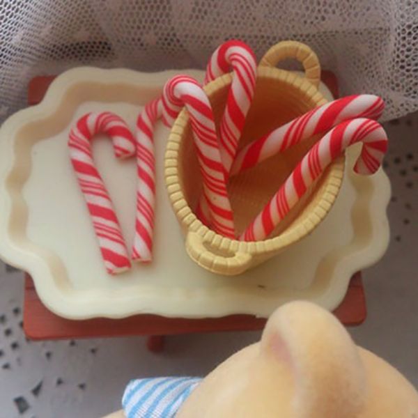 

50pcs red and white handmade christmas candy cane kawaii miniature food dollhouse home decor christmas decorations