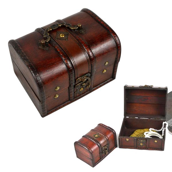 

storage box chic wooden antique bins treasure chest vintage deskjewellery organizer holder trinket pirate classic compact