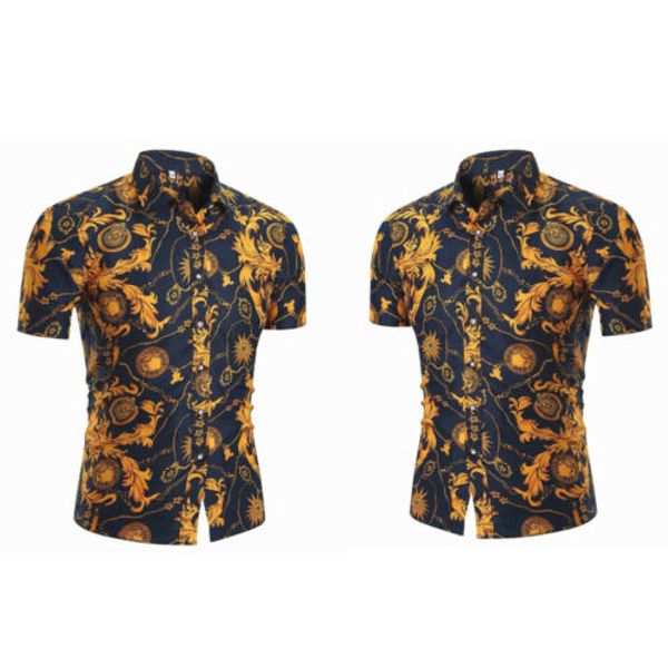 

fashion plus size summer men's lapel flower print short sleeve shirts vacation casual daily shirt m-xxxxxl