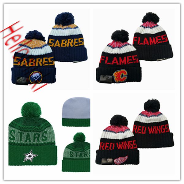 

dallas stars beanies caps detroit red wings knit hat buffalo sabres beanies calgary flames caps  fit all, Black;white