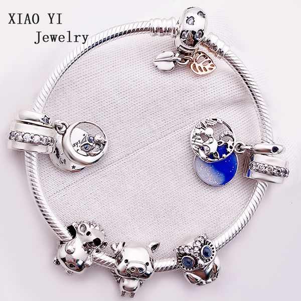 

xiaoyi 2019 зима ювелирного изделий 100% чистое серебро 11pandoras розового золота друга пожизненной совы с вами вокруг браслета, чтобы отпр, Golden