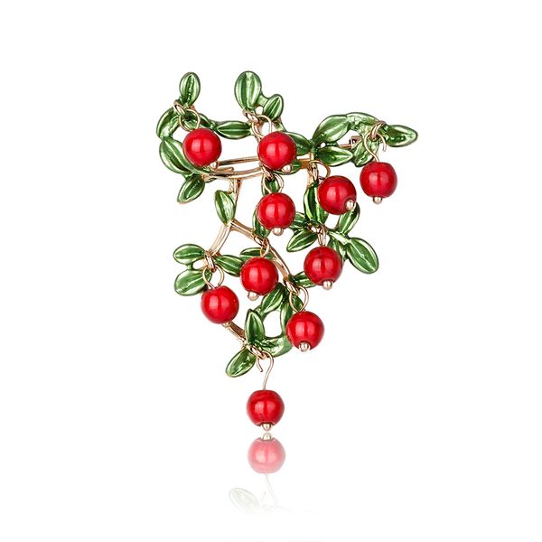 

2019 new fashion plant brooches jewelry mutiple red rhinestone green little leaf cute brooches drop oil zinc alloy metal brooch, Gray
