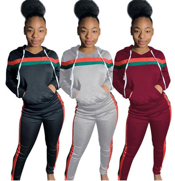 

women fall winter tracksuit 2 piece set hoodies+pants double sports suit long sleeve outfits hooded shirt+leggings fashion clothing 2107, Gray