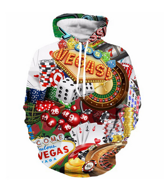 

new fashion 3d hd print las vegas men women pullover hoodies street wear casual hip hop pockets sweatshirt clothing zg0154, Black