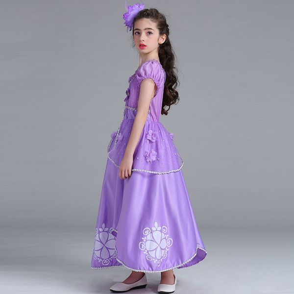 

girls princess dress sequins appliqued printed puff sleeve ball gown dress baby girl dresses kids prom clothes girls 4-12t 07, Red;yellow