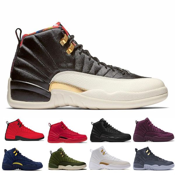 

12 mens basketball shoes gym red winter black michigan cny the master gym red international flight jams 12s designer sport sneakers, White;red