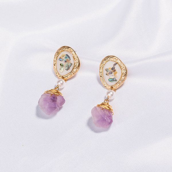 

natural geometry colour shell pearl earring luxury designer jewelry women mens earrings jewelry stud earing ne1137, Golden