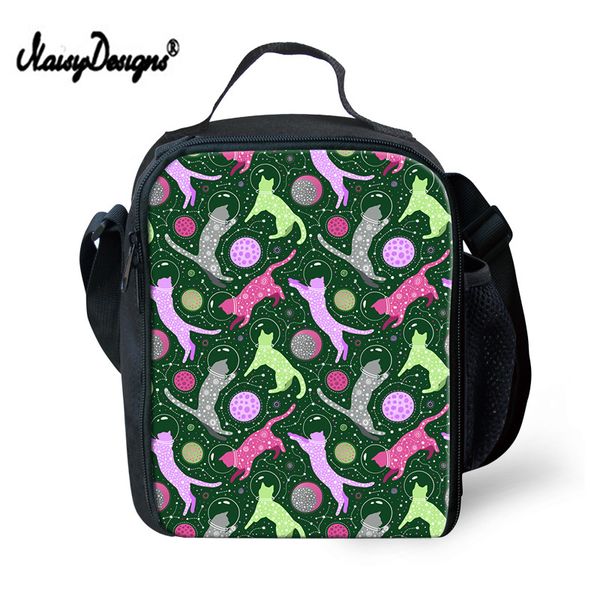 

2019 кошки в пространстве отпечатки изолированный портативный обед мешок для детей женщин мужчин с плечи ремень cooler тепловое пикник на за, Blue;pink