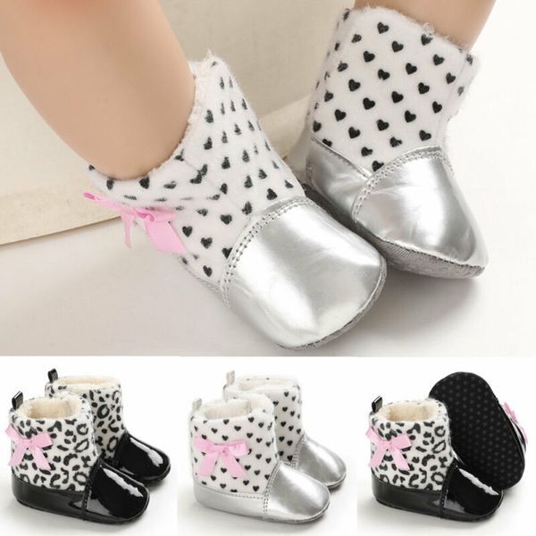 

winter girls baby soft sole snow boots warm crib shoes toddler boots prewalk cute baby girl shoes, Black;grey