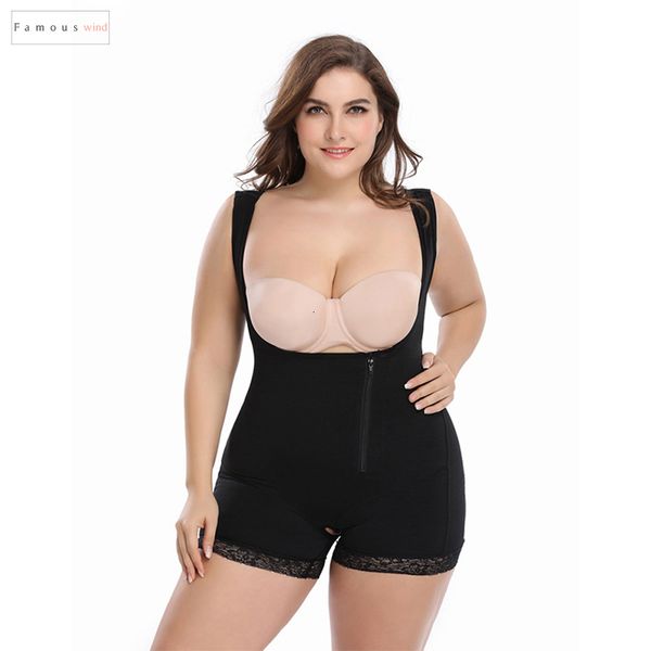 

женщины full body shaper shapewear powernet похудения butt lift трусы животика управления талии тренер белье плюс размер, Black;white