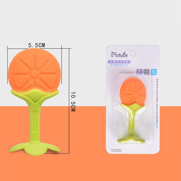 

kuulee baby cartoon fruit shape tooth gum colorful silicone molar stick training tooth toy silicone 3 months or above silicone