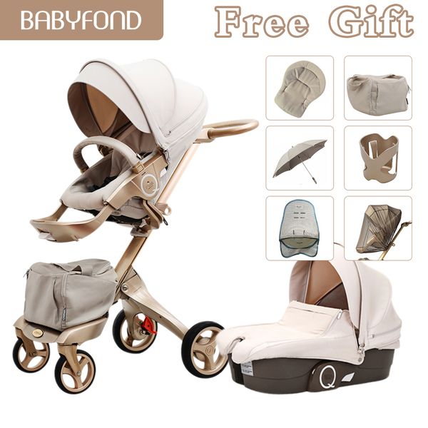 

Babyfond luxury baby troller gold frame fa hion baby carriage 2 in1 folding umbrella pram two way light trolly end gift