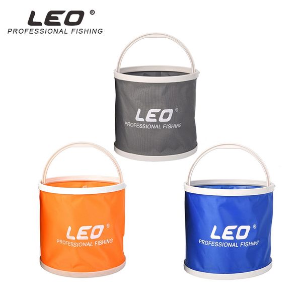 

leo round canvas bucket 20x19cm portable foldable bag with storage hand bag outdoor camping hiking fishing water barrel tackle