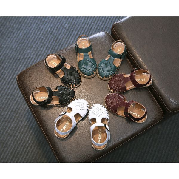 

children fashion sandals 2020 summer explosion shoes baby casual woven hollow out sandals boys girls flat shoes child sandals, Black;red