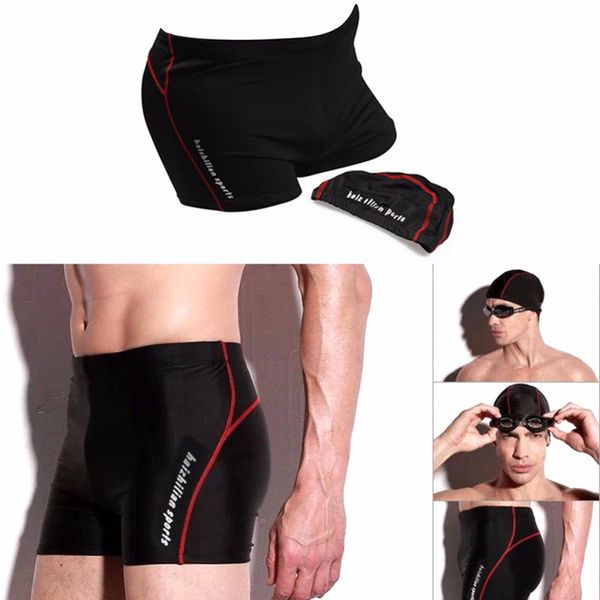 

men's swim cap shorts set waterproof quick-drying breathable elastic hat swimwear