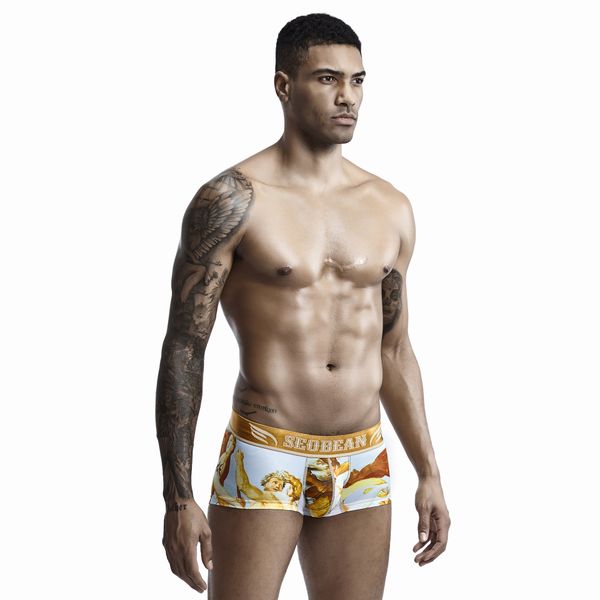 

men designer underpants boxer pants personalized trendy mens printed low-rise breathable underpants vintage underwears wholesale, Black;white