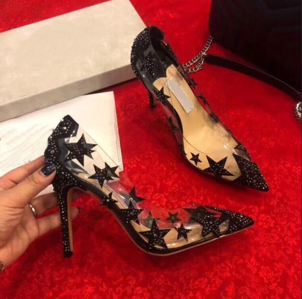 

2019 новые прозрачные ПВХ сандалии на высоком каблуке, модные заостренные наконечн