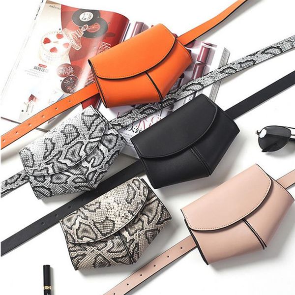 

2020 new fashion women waist belt bag serpentine vintage waist bags girls bum pouch phone pu leather chest packss 40#49
