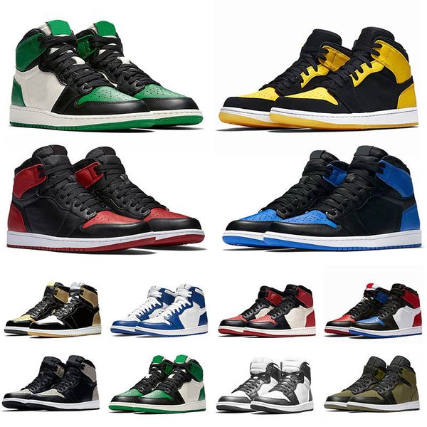 

air jordan retro 1 1s basketball shoes bred toe yellow new love bred toe gold black white pine green men women sneakers