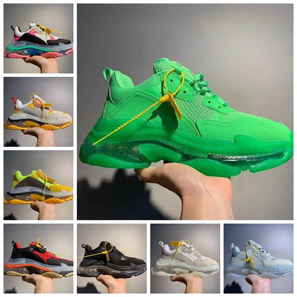 

2019 paris triple-s 17fw crystal bottom green luxury dad shoes platform triple s sneakers for mens women vintage kanye old grandpa trainer, Black