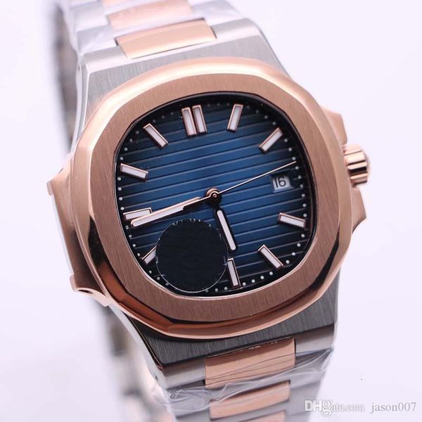 

high grade transparent 2813 automatic movement rose gold two tone steel bracelet mens watch watches oval blue dial man wristwatches, Slivery;brown