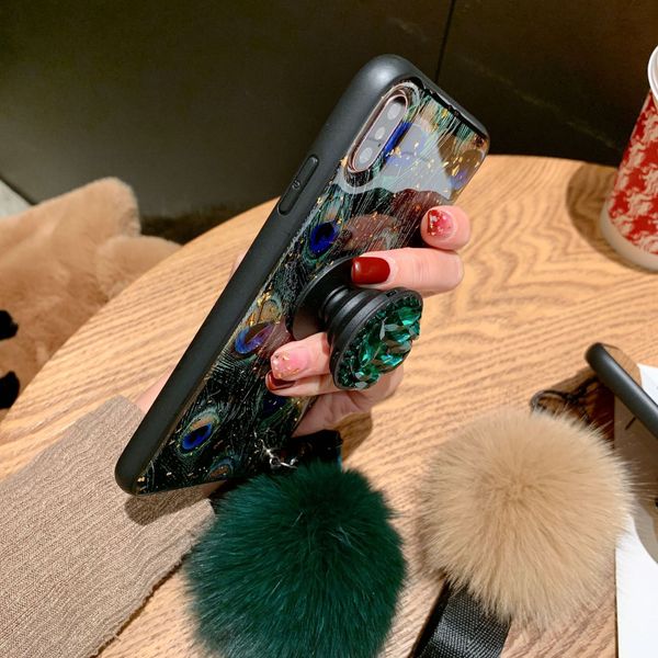

2019 lady style for iphone 7 peacock case drop glue phone case leopard print and peacock grain designer phone case