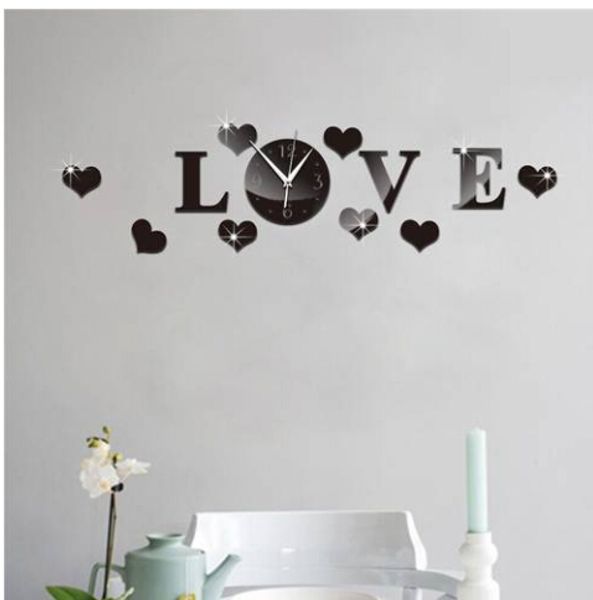 

sales wholesales diy mirror wall sticker wall clock home decor multi-color acrylic