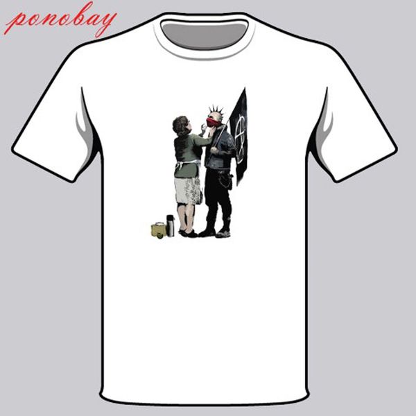 BANKSY PUNK MUM Cotton White T Shirt//Graffiti//Urban//Art//Mens//Tee//Gift//Top