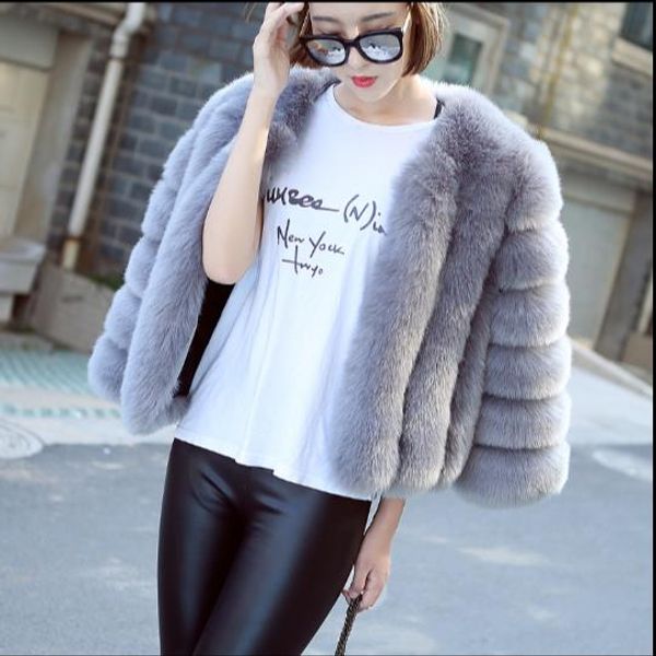 

vetement 2019 winter women's faux fur coat artificial fur overcoat furry jacket femme plus size furry fake outwear q930, Black