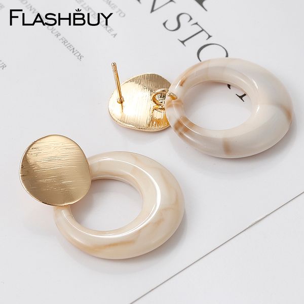 

flashbuy 2 color round resin hollow drop earrings for women trendy hollow alloy pendant earrings wedding party statement jewelry, Silver