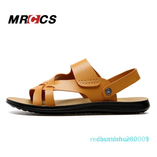 

mrccs new rome style light weight sandals,men summer daily beach shoes,male solid color leisure slipper r01, Black