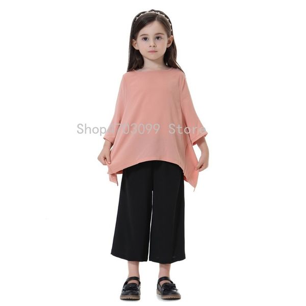 

muslim children dress 2pcs sets kids suit bat sleeve skirt islamic girl clothing arab robe gowns kimono kid's ramadan, Red