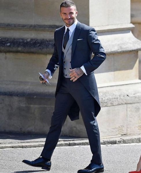

2019 new wedding tuxedos tailmade slim fit groom wear suits custom made groomsmen prom party suits (jacket+pants+vest) one-button b03, Black;gray