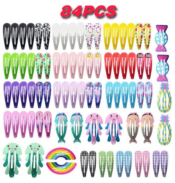 84 pezzi/set Cartoon Animal Fruit Shape Kids Girls Cute Hair Clip Ice Cream Hairpin Hair Accessories