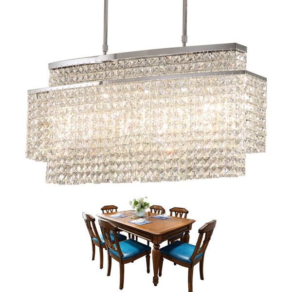 Modern Crystal Chandelier For Dining Room Rectangle Chandeliers